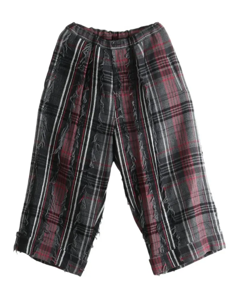 Yohji Yamamoto Ungesäumte Hose mit Schottenkaro - Grau Grau