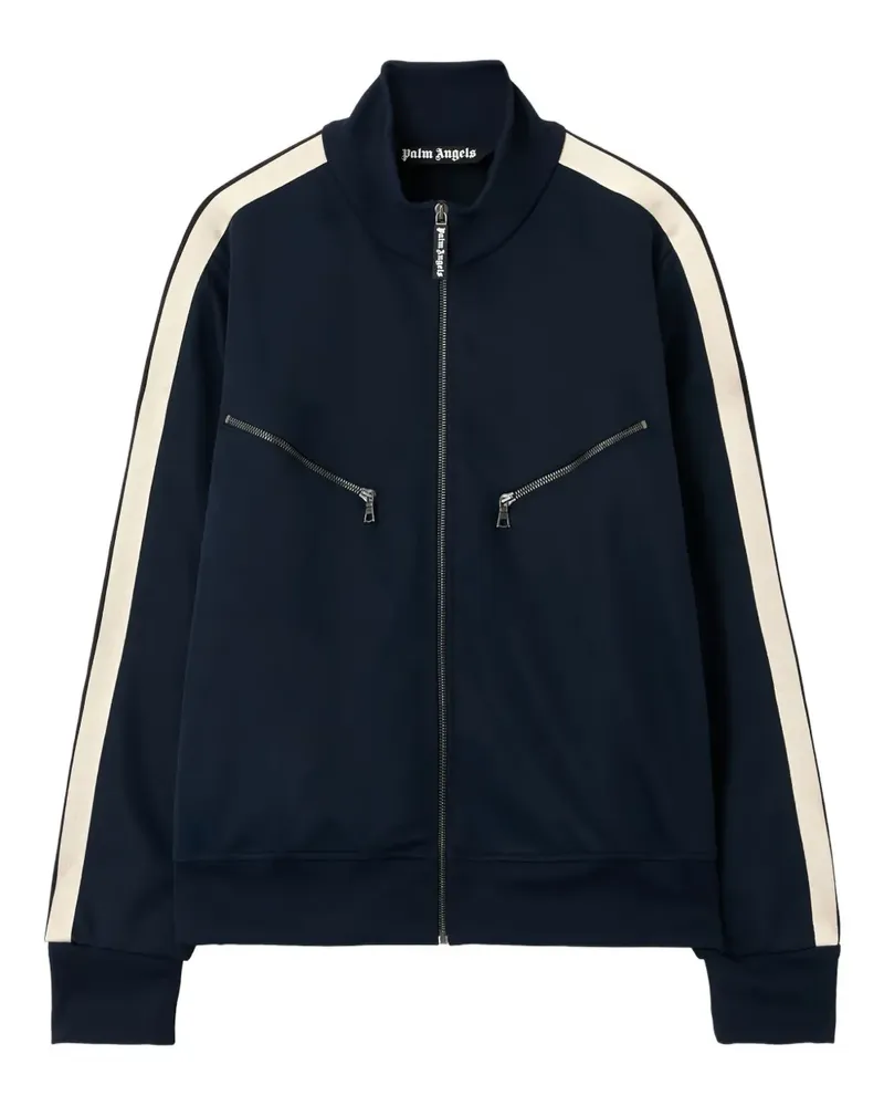Palm Angels curved-logo zip-up sweatshirt - Blau Blau