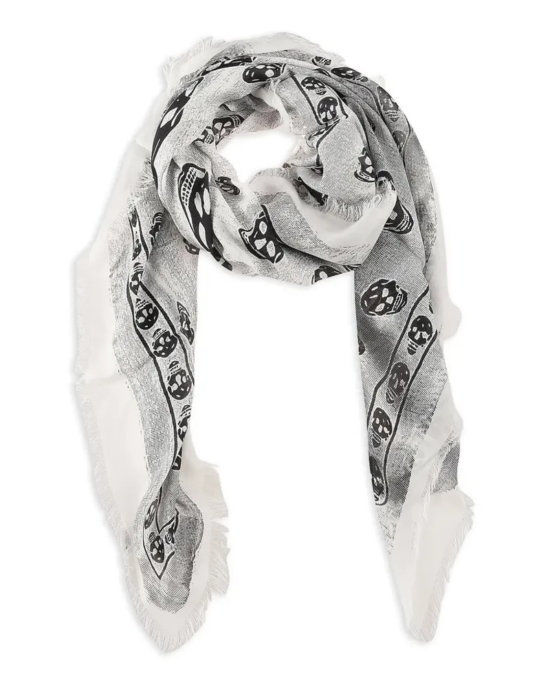 Alexander McQueen skull fringed scarf - Weiß Weiß