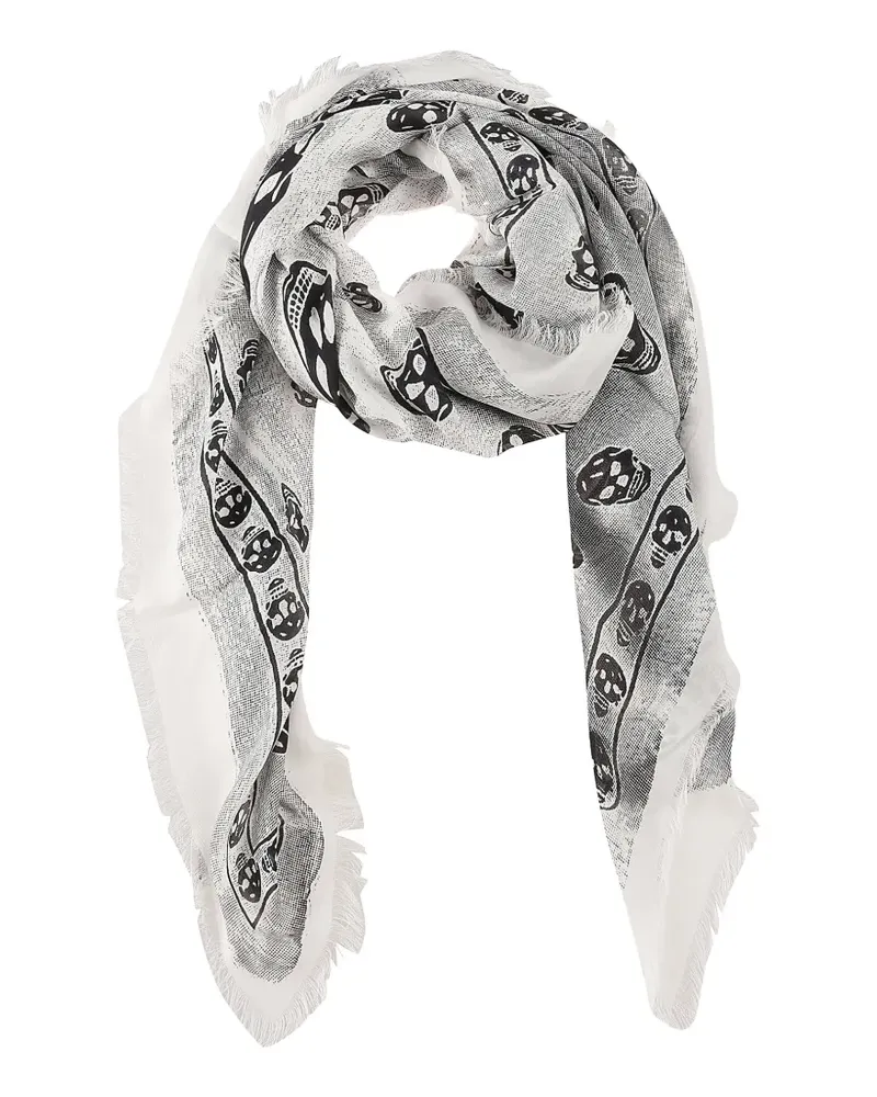Alexander McQueen skull fringed scarf - Weiß Weiß
