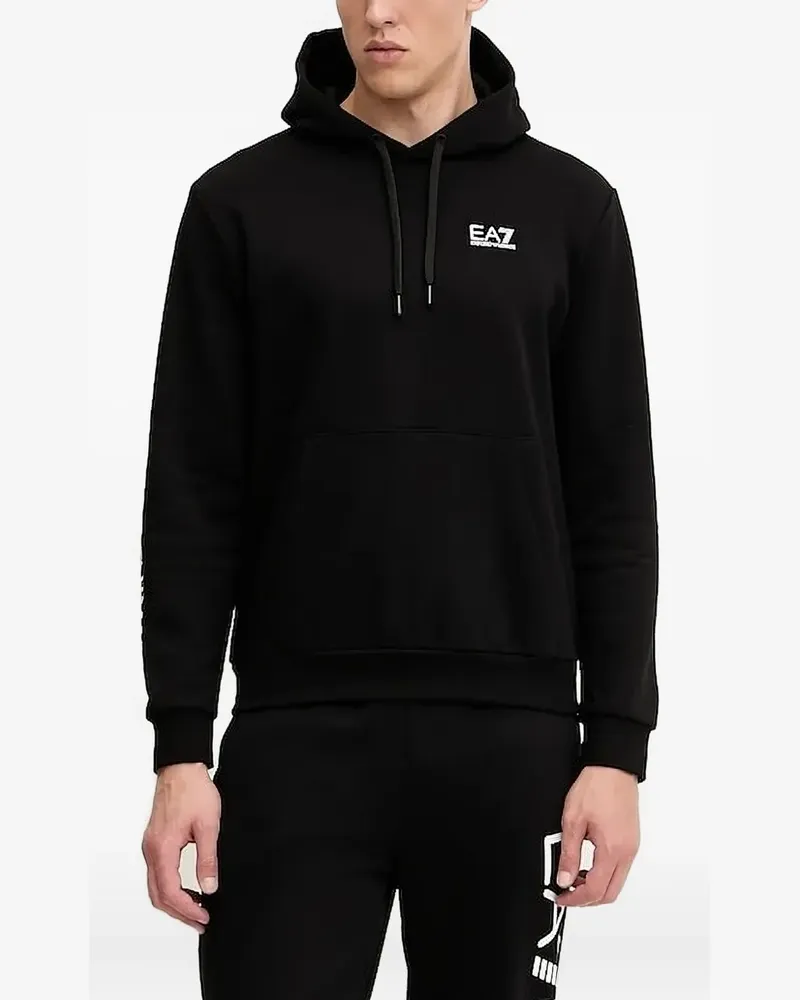 EA7 Hoodie mit Logo-Detail - Schwarz Schwarz