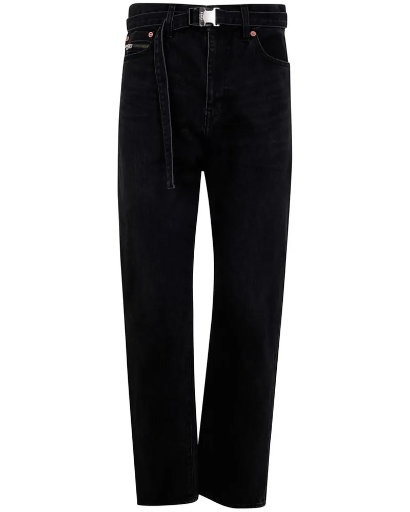 Sacai Jeans mit geradem Bein - Schwarz Schwarz