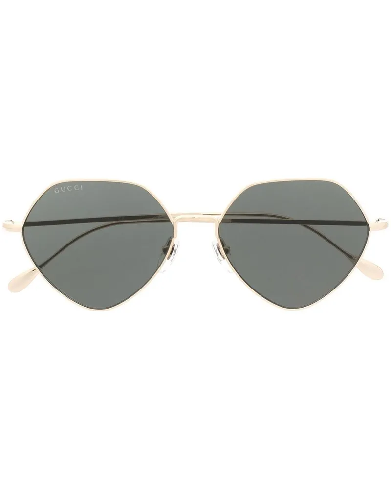 Gucci Runde Sonnenbrille mit Logo-Gravur - Gold Gold
