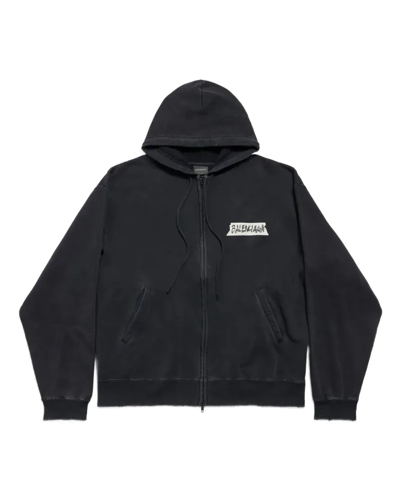 Balenciaga Kapuzenjacke mit Reißverschluss - Schwarz Schwarz