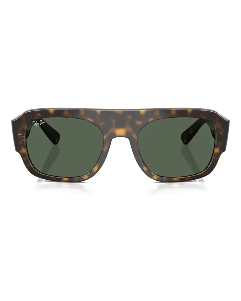 Ray Ban tortoiseshell-effect rectangle-frame sunglasses - Braun Braun