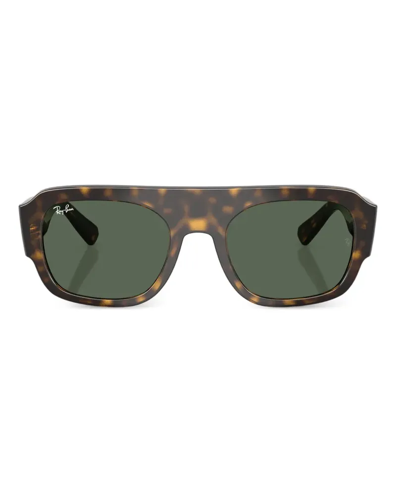 Ray Ban Eckige Sonnenbrille in Schildpattoptik - Braun Braun
