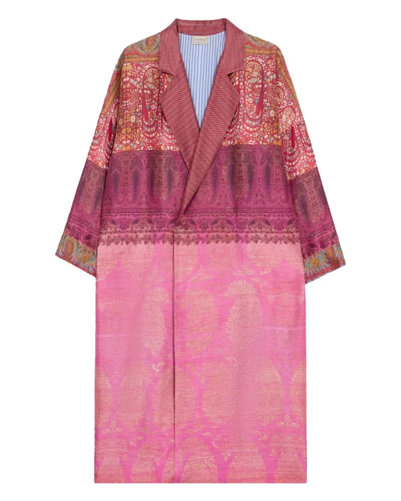 Pierre-Louis Mascia Doppelreihiger Enekam Mantel mit Paisley-Print - Rosa Rosa