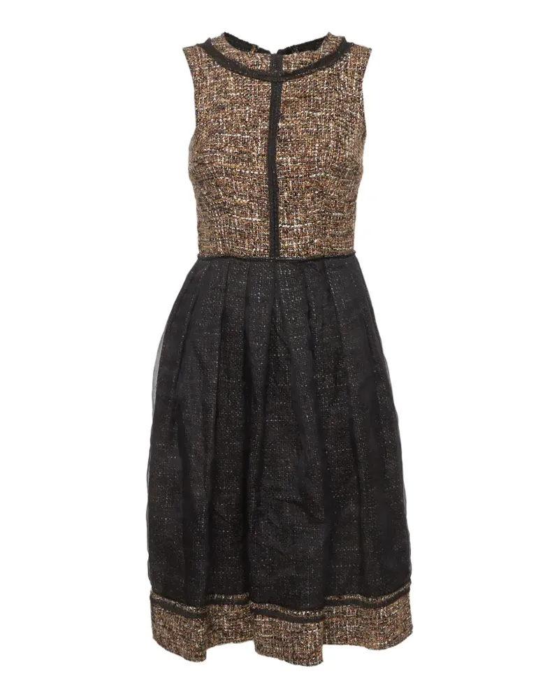 Dolce & Gabbana Midikleid aus Tweed mit Organza-Overlay - Schwarz Schwarz