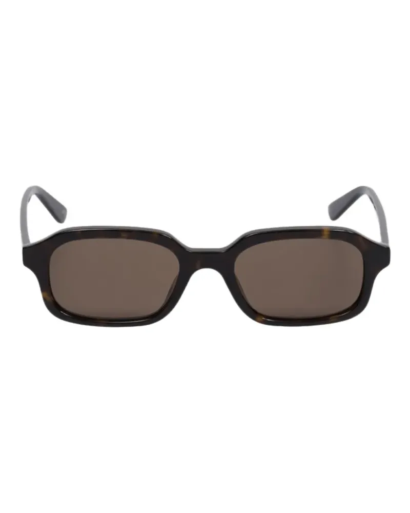 Alexander McQueen tortoiseshell-effect rectangle-frame sunglasses - Braun Braun