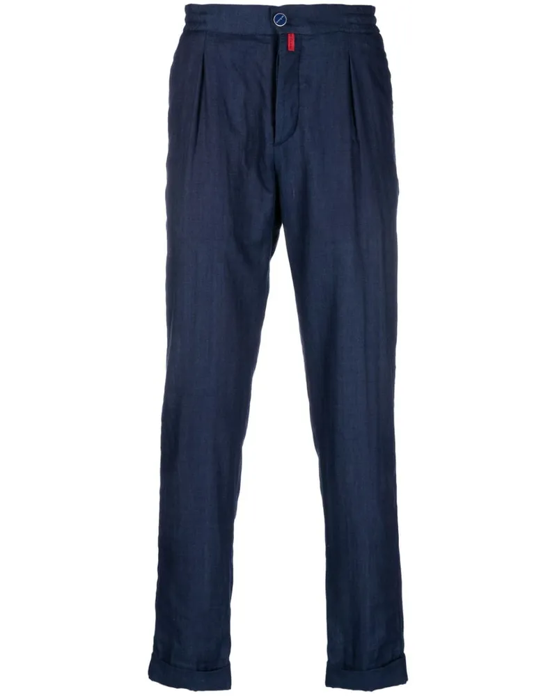 Kiton Tapered-Hose mit Bundfalten Blau