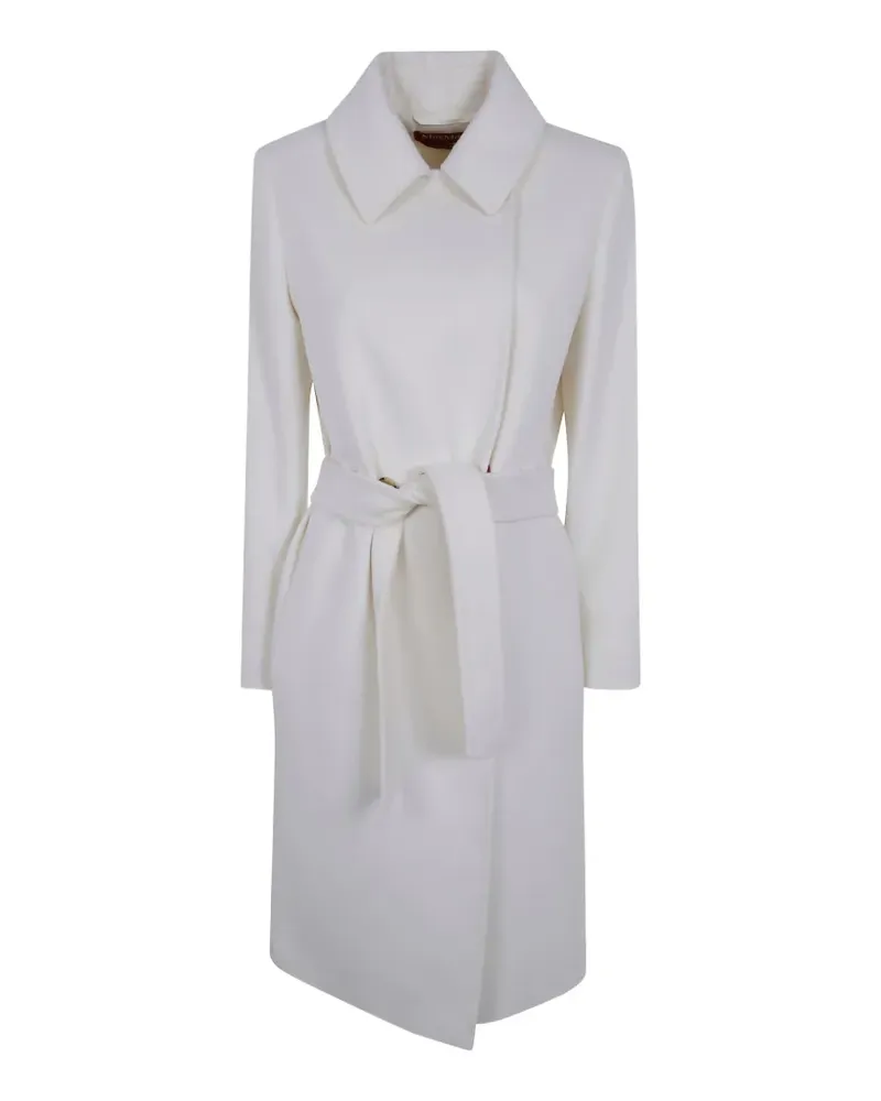 Max Mara Doppelreihiger Mantel mit Gürtel - Weiß Weiß