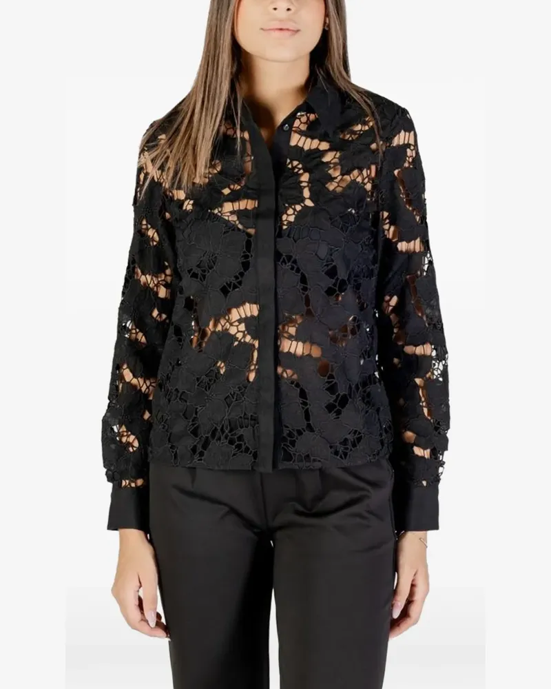 Morgan sheer lace shirt - Schwarz Schwarz