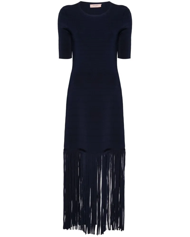 Twin-Set Kleid mit Fransen - Blau Blau