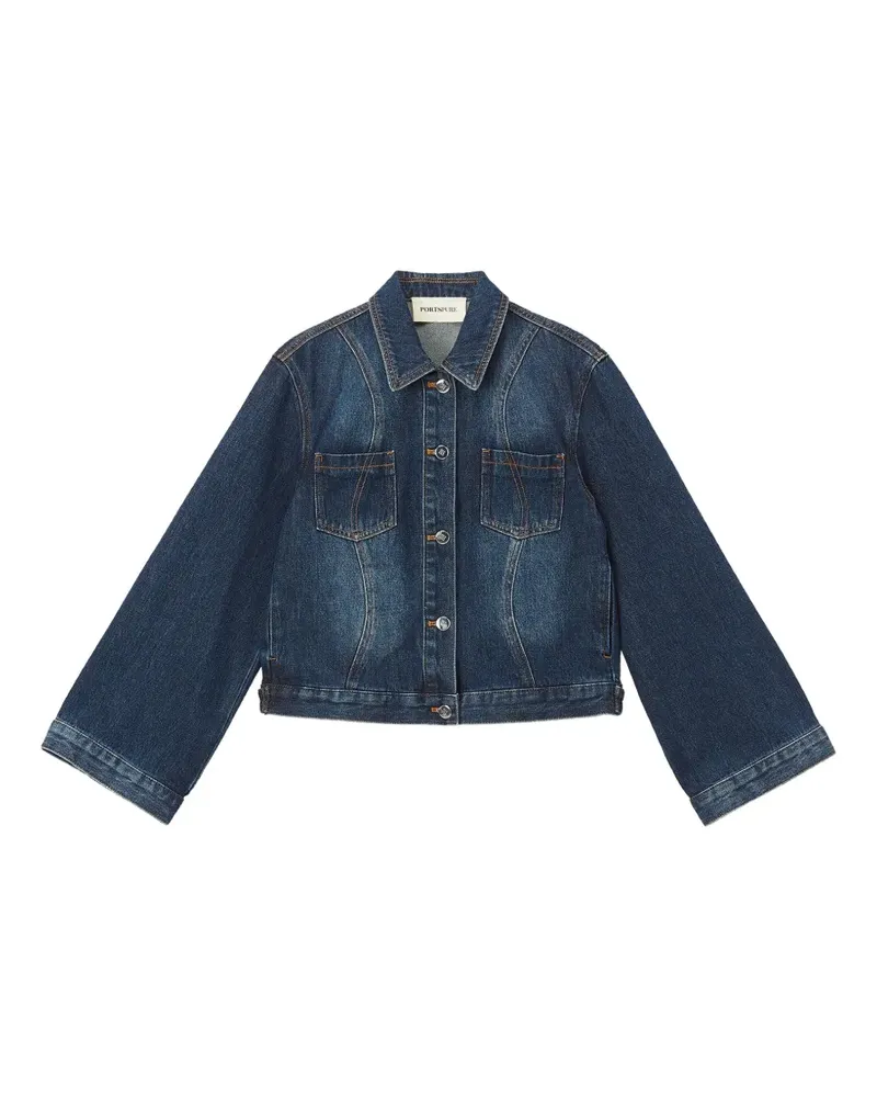 PortsPure Jeansjacke mit Glockenärmeln - Blau Blau