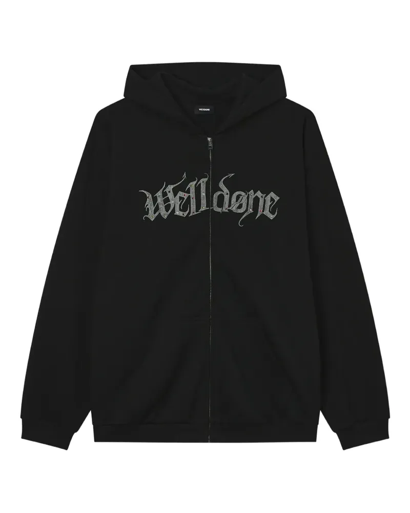 WE 11 DONE logo-print zip-up hoodie - Schwarz Schwarz