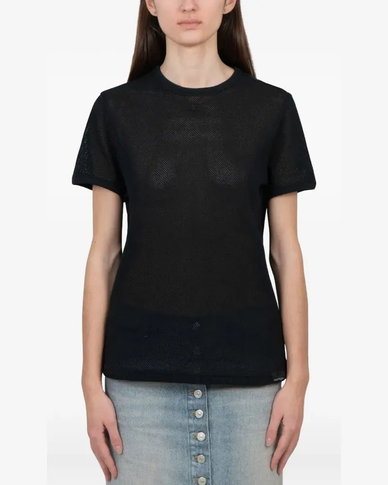 Courrèges T-Shirt aus Mesh - Schwarz Schwarz