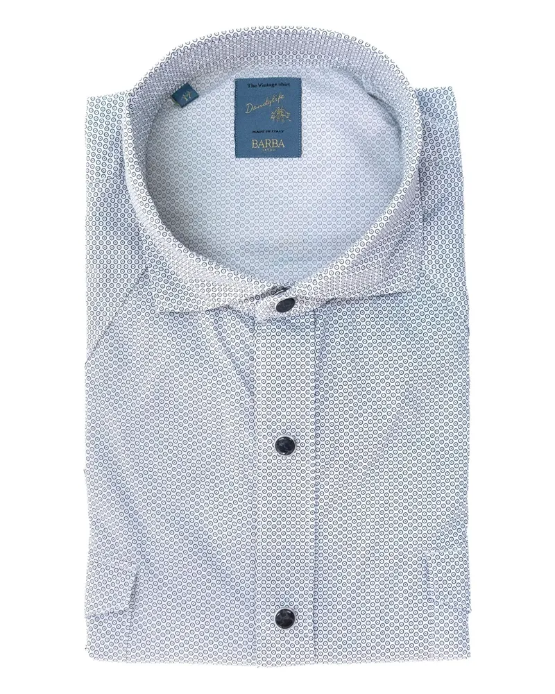 BARBA Gemustertes Button-down-Hemd - Blau Blau