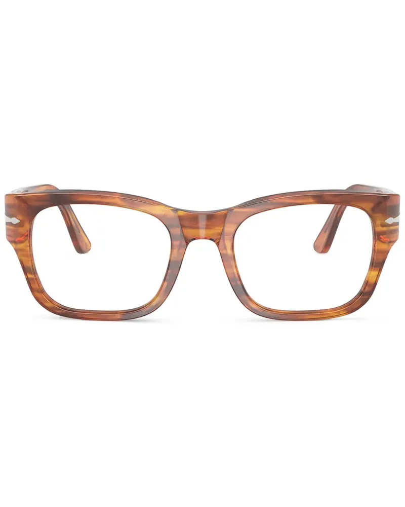 Persol Eckige Brille mit Streifendetail - Braun Braun