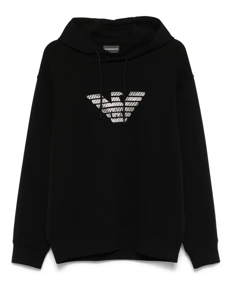 Emporio Armani Hoodie mit Logo-Stickerei - Schwarz Schwarz