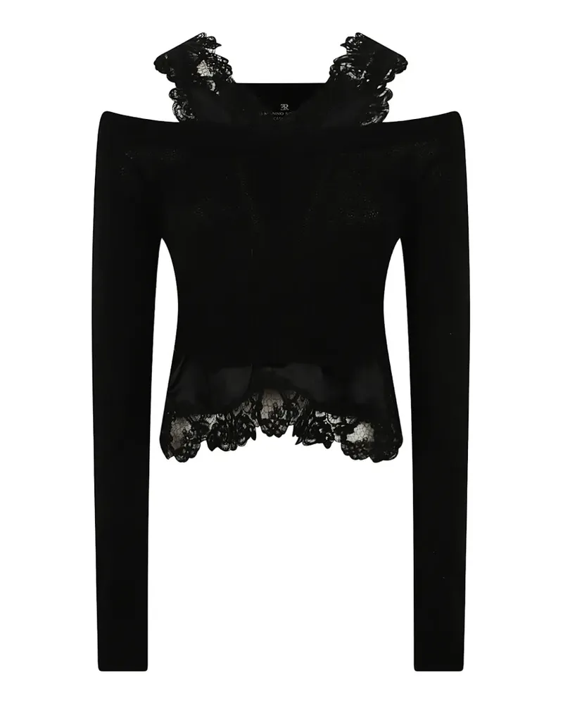 Ermanno Scervino lace-trim cold-shoulder sweater - Schwarz Schwarz