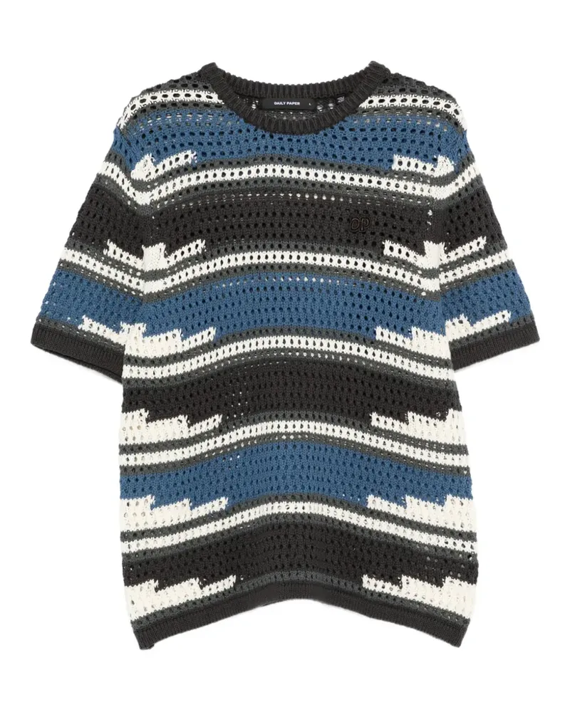 Daily Paper Gestreifter Strickpullover - Schwarz Schwarz