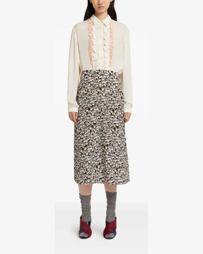 Marni floral-pattern midi skirt - Schwarz Schwarz
