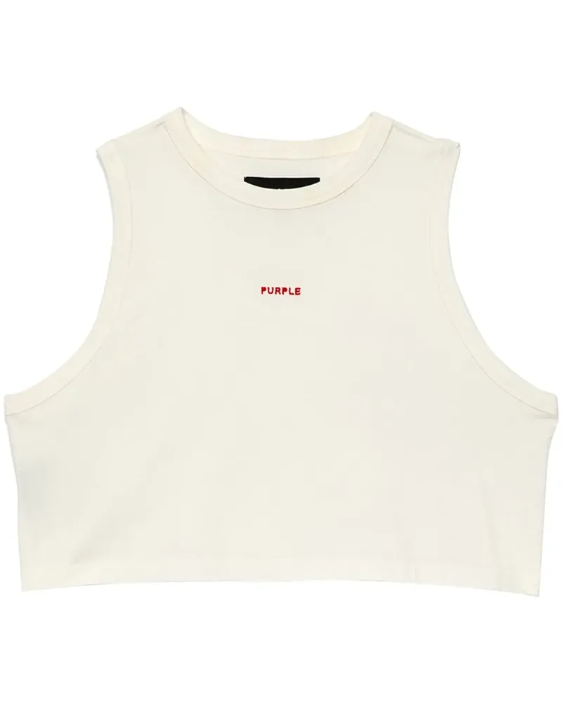 PURPLE BRAND Cropped-Oberteil mit Logo - Weiß Weiß