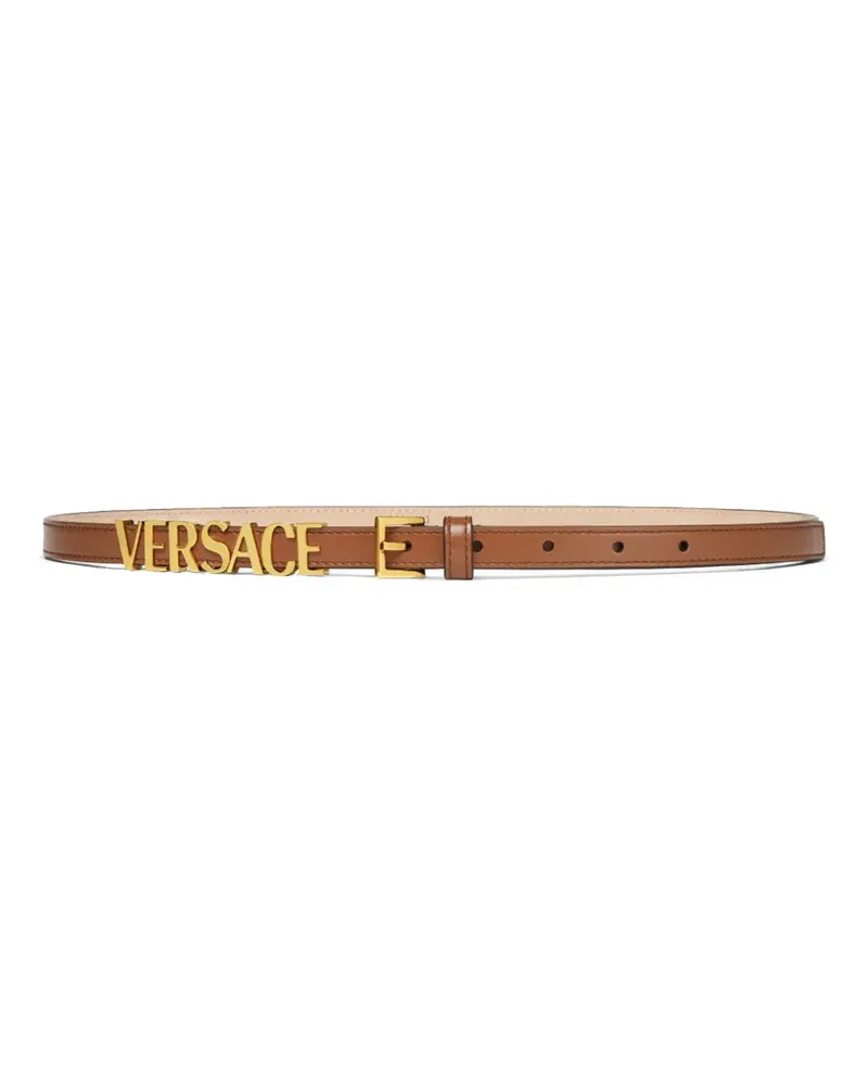 Versace Ledergürtel mit Logo-Print - Braun Braun