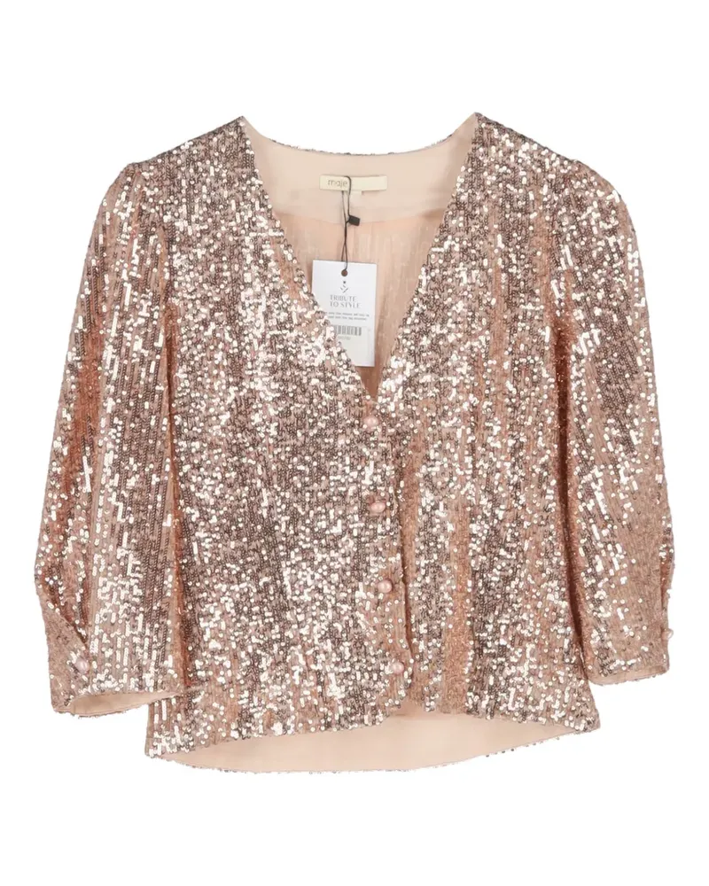 Maje sequin V-neck blouse - Rosa Rosa