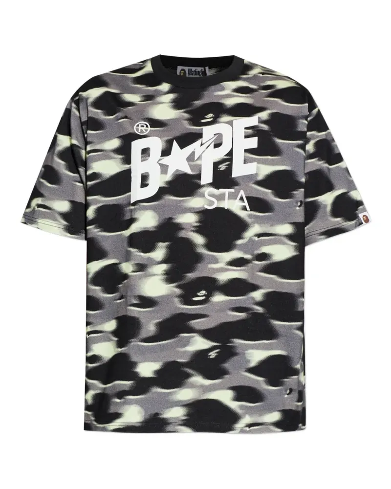 BAPE T-Shirt mit Camouflage-Print - Schwarz Schwarz