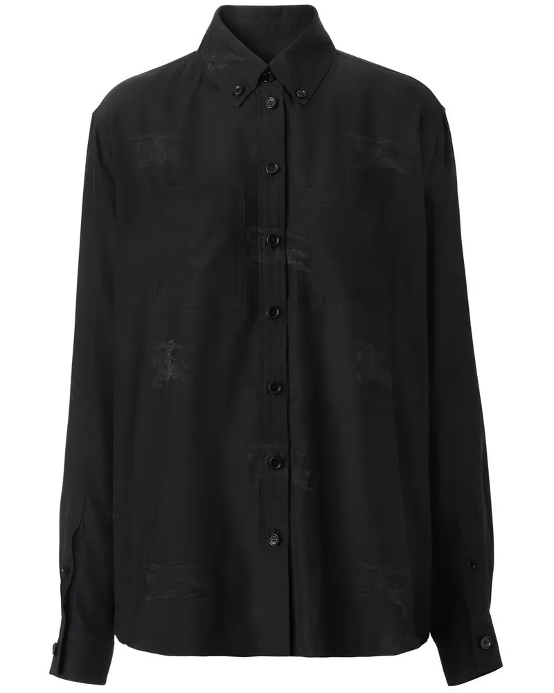 Burberry Seidenhemd mit EKD-Muster - Schwarz Schwarz