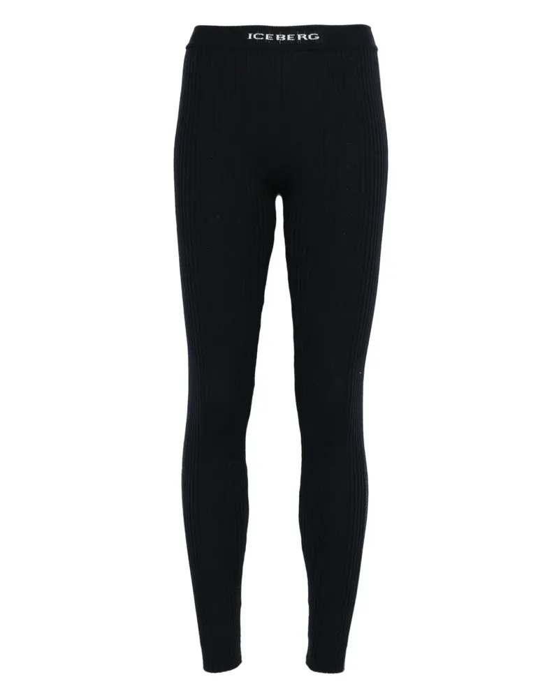 Iceberg logo knitted leggings - Schwarz Schwarz