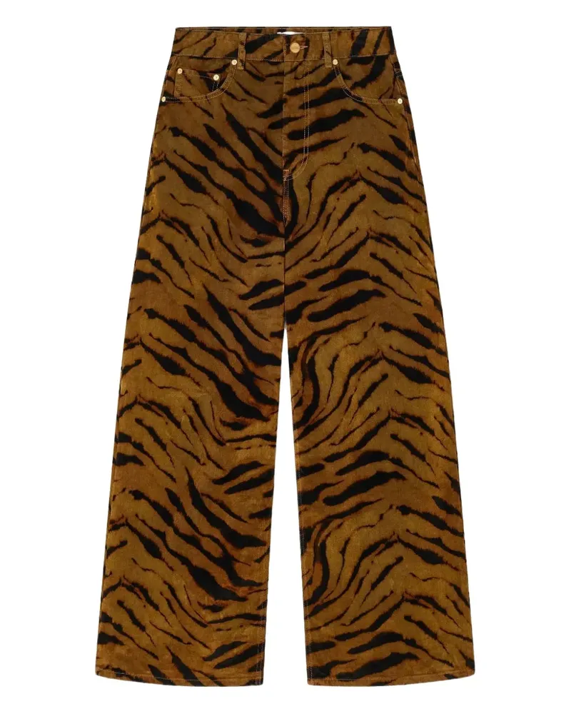Ganni Gerade Jeans mit Zebra-Print - Braun Braun
