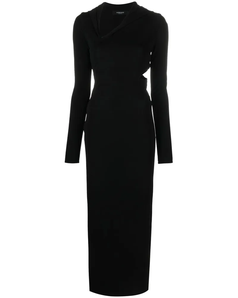 Versace Maxikleid mit Kapuze - Schwarz Schwarz