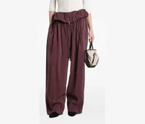 Palazzohose mit Paperbag-Bund - Rot