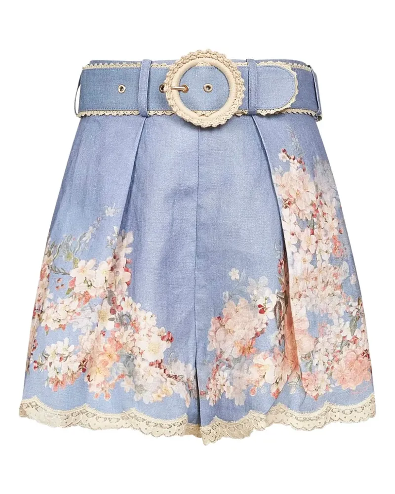 Zimmermann Shorts mit Blumen-Print - Blau Blau