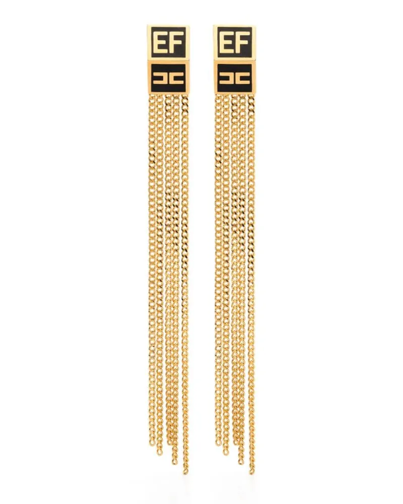 Elisabetta Franchi Hängeohrstecker mit Logo - Gold Gold