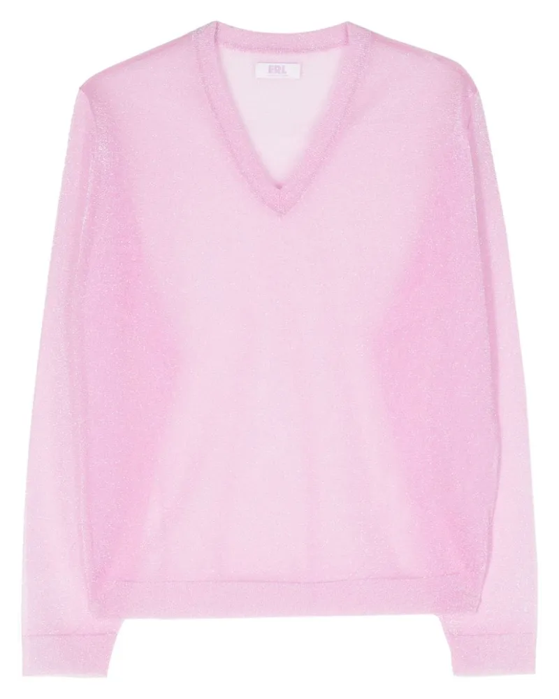 ERL Lurex-Pullover mit V-Ausschnitt Rosa