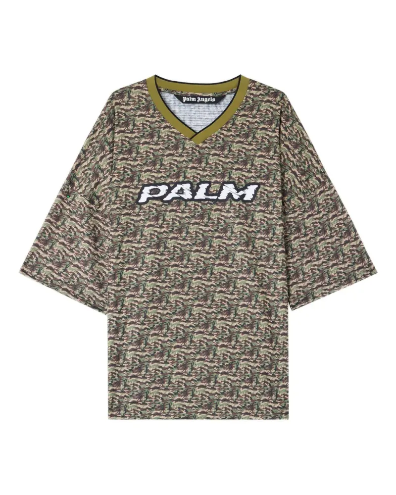 Palm Angels T-Shirt mit Camouflage-Logo - Grün Grün