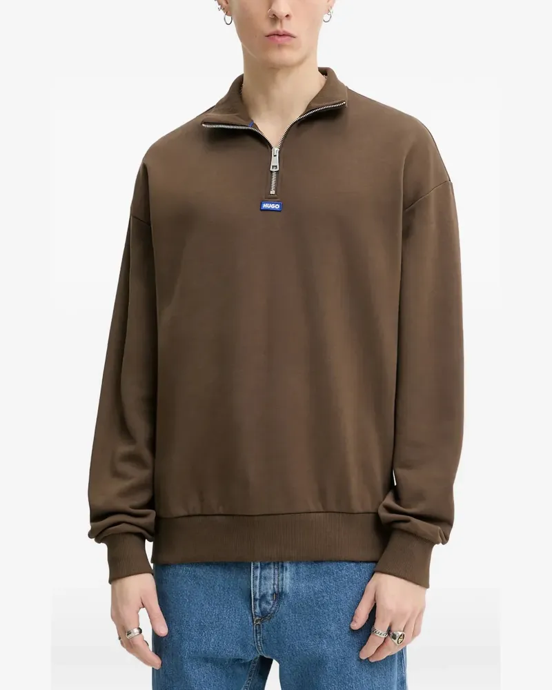 HUGO BOSS zip-neck sweatshirt - Braun Braun
