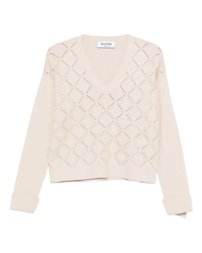 Blumarine Pullover mit V-Ausschnitt - Nude Nude
