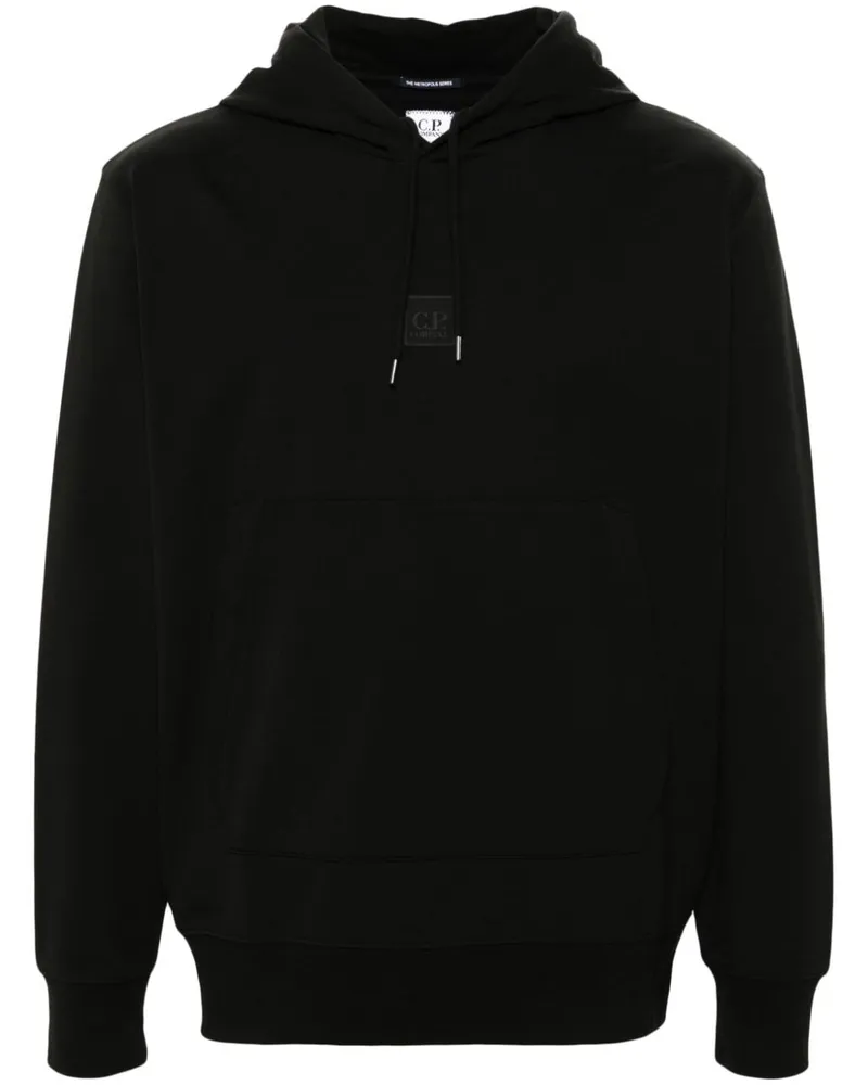 C.P. Company Hoodie mit gummiertem Logo Schwarz