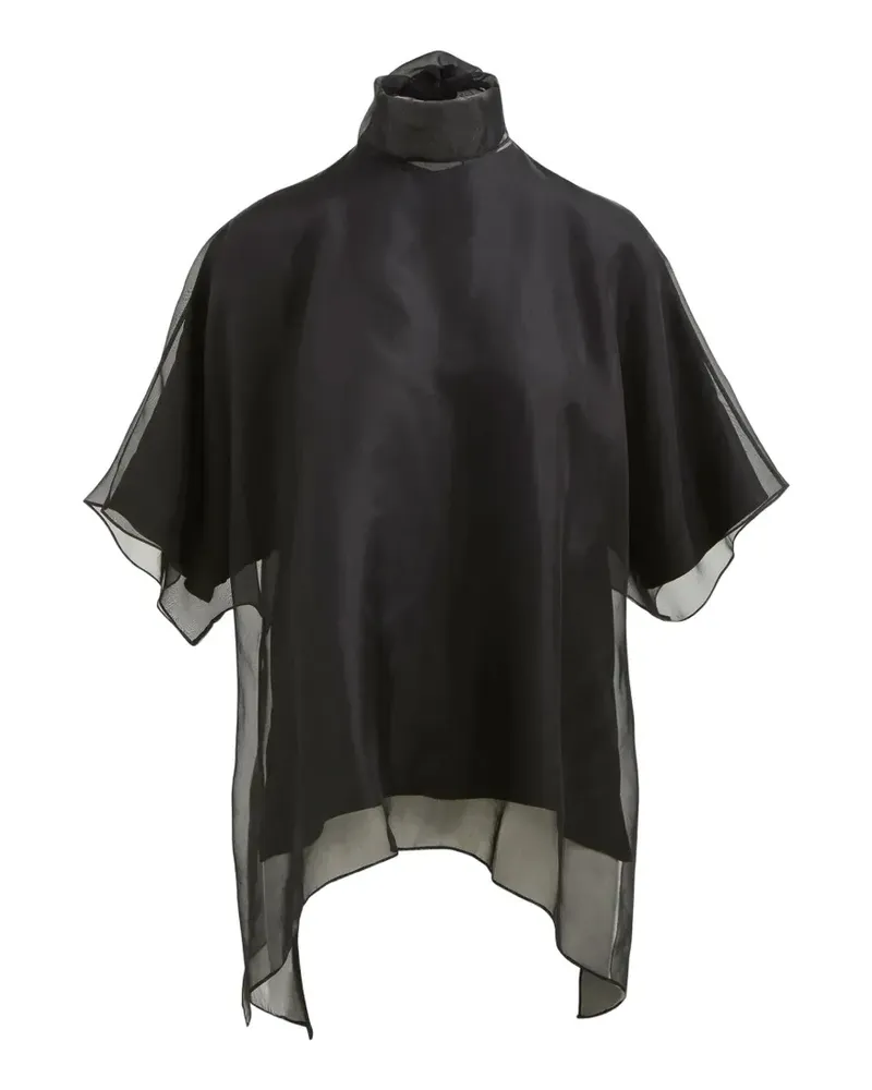 Brandon Maxwell Cali high-neck sheer-panel blouse - Schwarz Schwarz