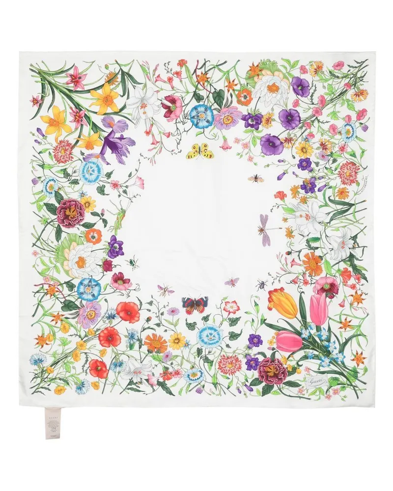 Gucci Seidenschal mit Flora-Print - Weiß Weiß