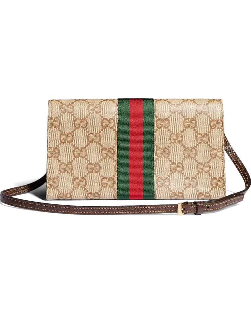 Gucci GG Supreme Web-stripe tote bag - Nude Nude
