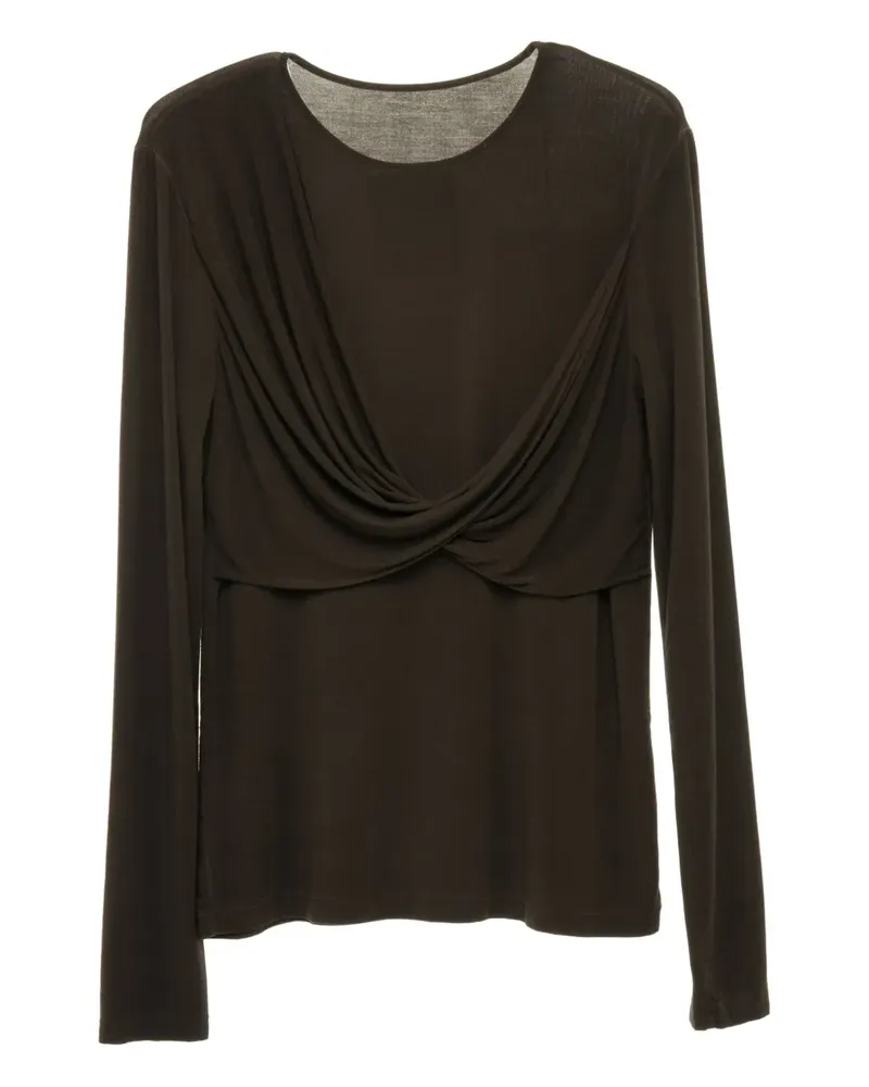 Uma Wang T-Shirt mit verdrehter Front - Braun Braun