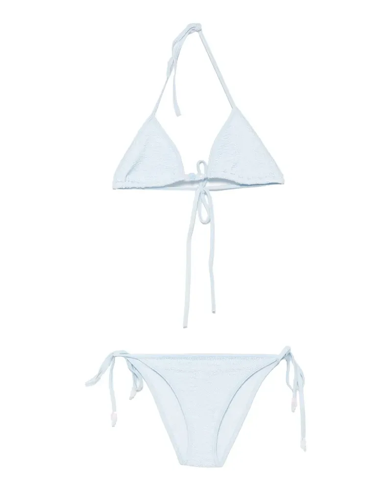Hunza G Gina beaded crinkle-effect bikini - Blau Blau