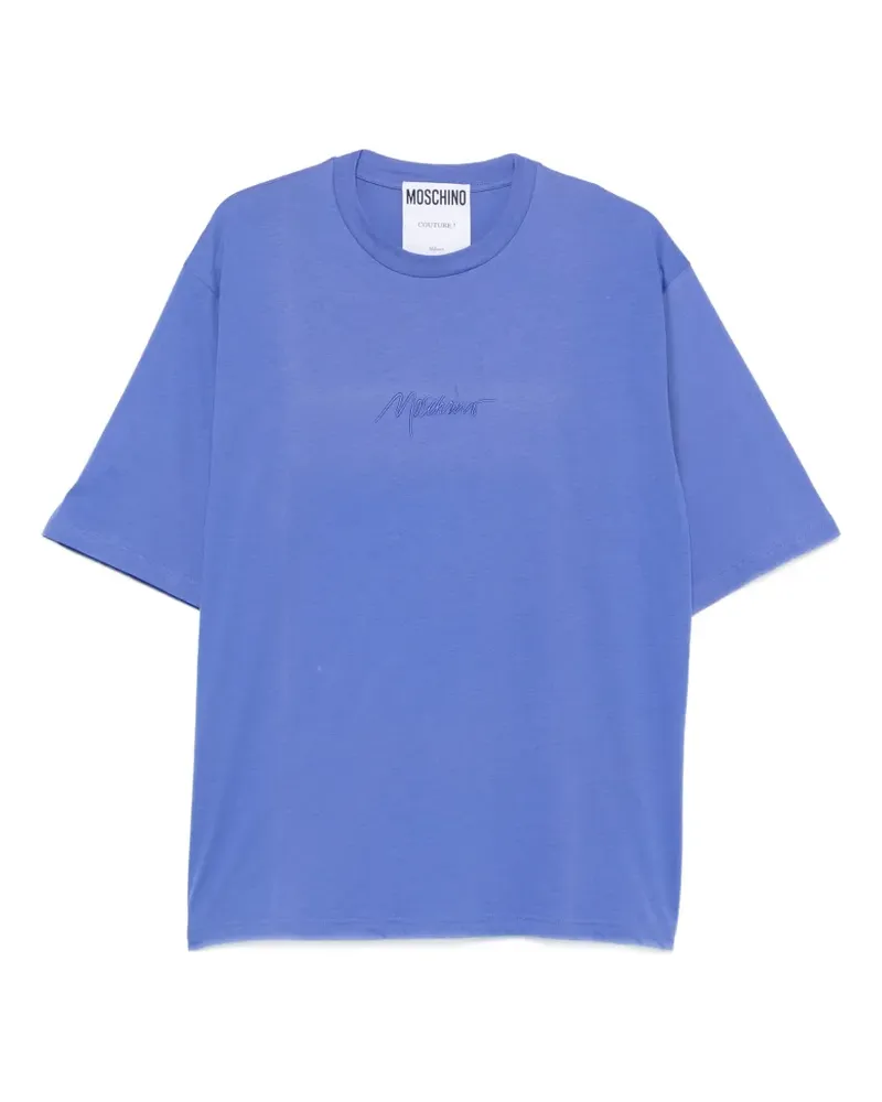 Moschino logo-embroidered T-shirt - Blau Blau