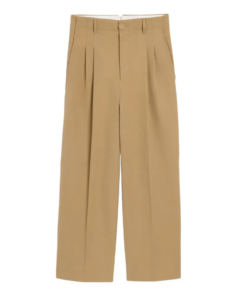 AMI Paris Baumwoll-Leinen-Karottenhose mit hohem Bund - Nude Nude