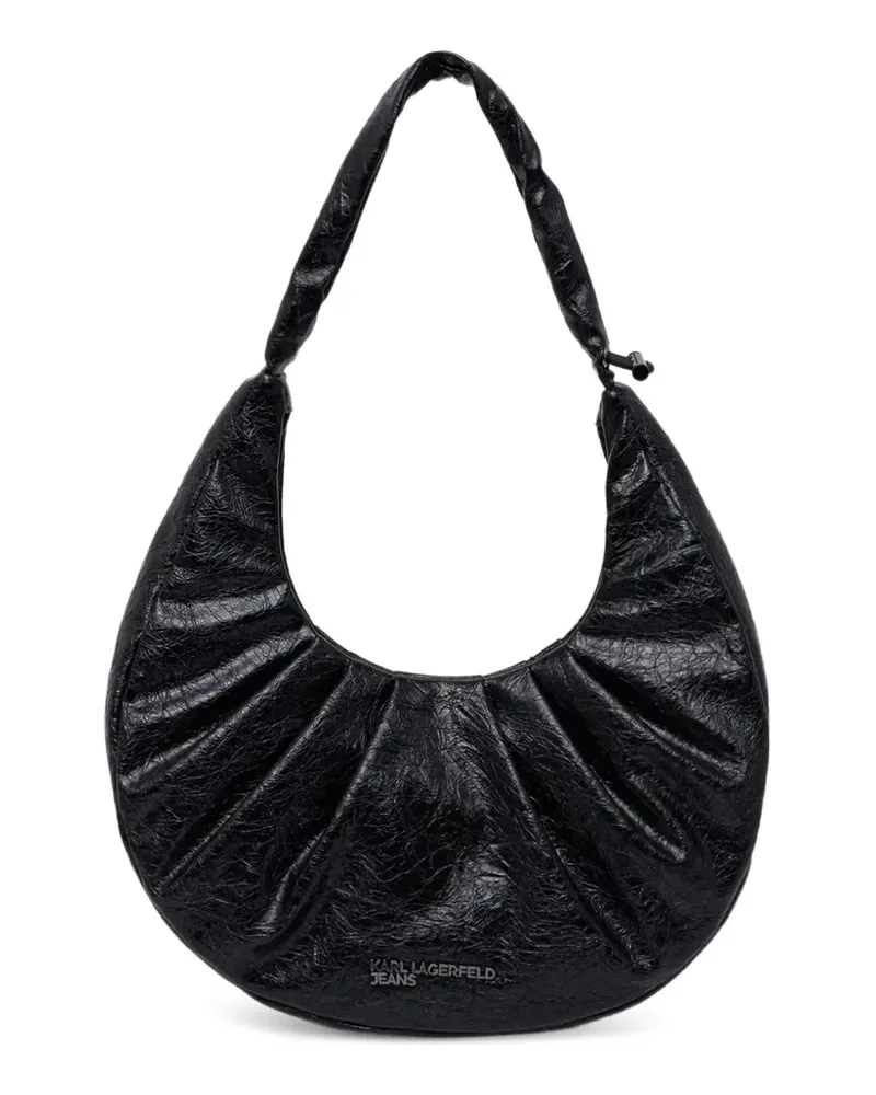 Karl Lagerfeld Tote Bag mit Knitteroptik - Schwarz Schwarz